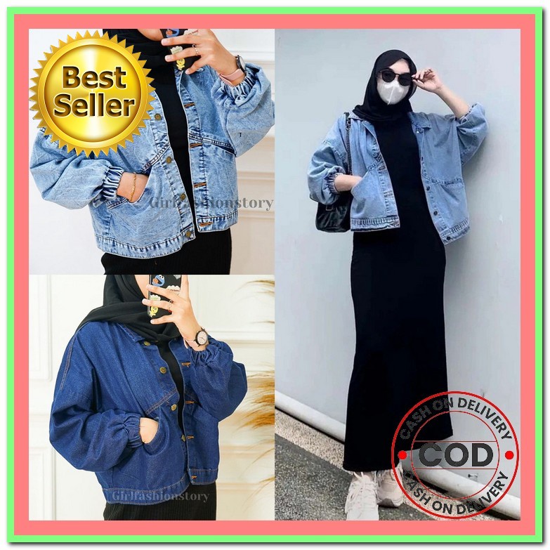 Jaket Jeans Wanita Dewasa Tanggung Jaket Jeans Wanita Korea Oversize Jaket Jeans Korean Style Crop D