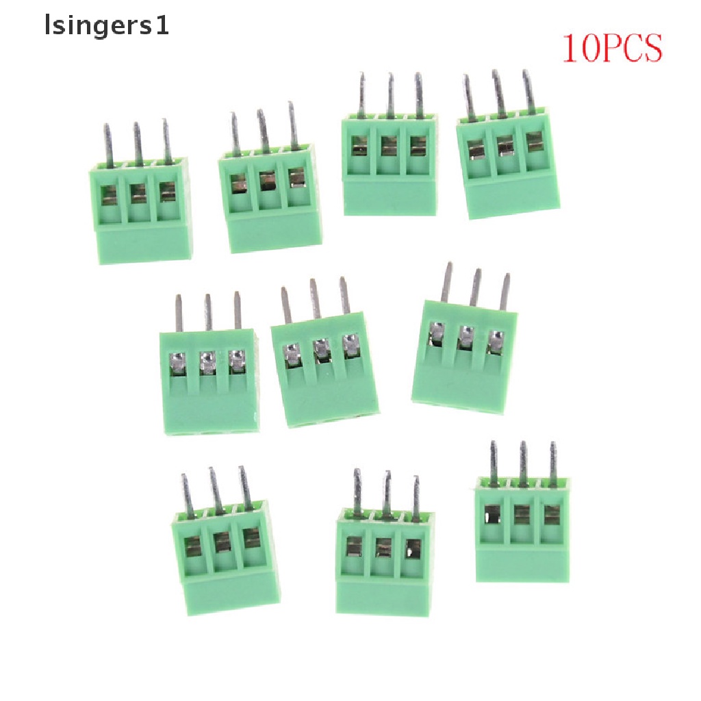 (lsingers1) 10pcs Blok Terminal Sekrup PCB Universal 3 Tiang KF128 2.54mm