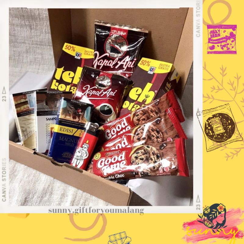 (SUNNY) HAMPERS MEN GIFT BOX SNACK THEME BLACK KADO UNIK ULTAH WISUDA ANNIV NATAL MALANG-SLIDE 5