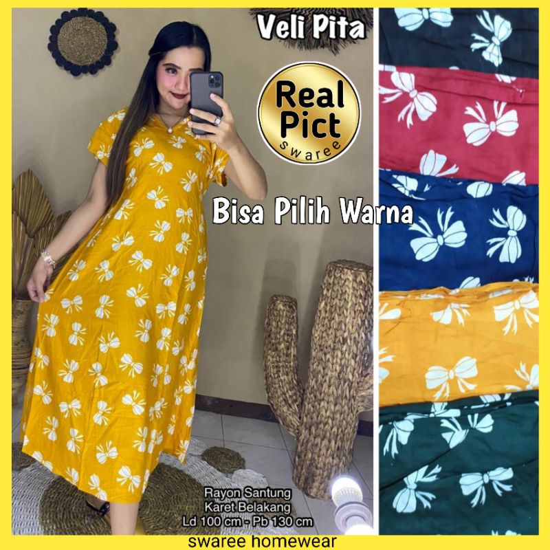 Daster Bali Batik Baju Daster Kekinian Rayon Murah Motif Veli Pita Karet Serut