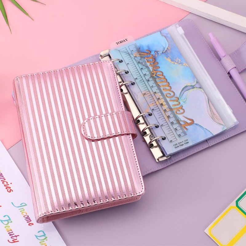 Buku Notebook / Catatan A6 Bahan Kulit PU Warna Macaron Dengan Saku Resleting