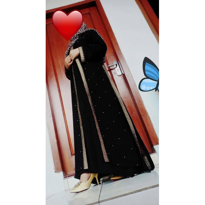 Abaya Dubai Sifon Dobel Depan Belakang Renda G Ukuran Dewasa