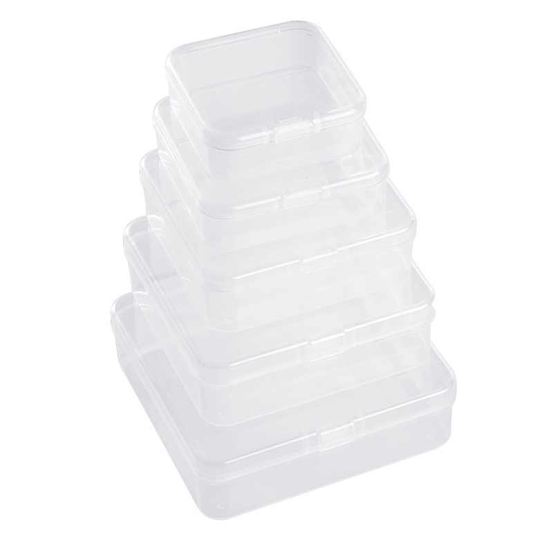 1/6pcs Kotak Ornamen Perhiasan Transparan Persegi Panjang Multi-Ukuran Snap-On Packing Case Storage Box Organizer