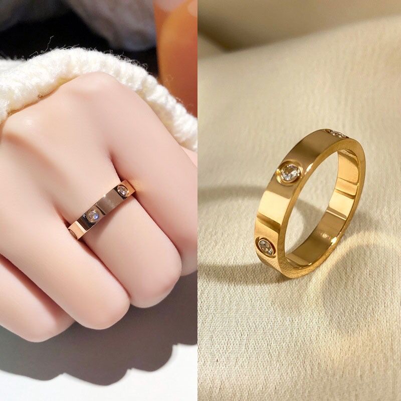 Cincin Viral/ Cincin Kekinian/Cincin Buming New Cincin Model Permata Cantik Elghan Bahan Titanium Anti Luntur Dan Tidak Karatan Lapis Emas 24K