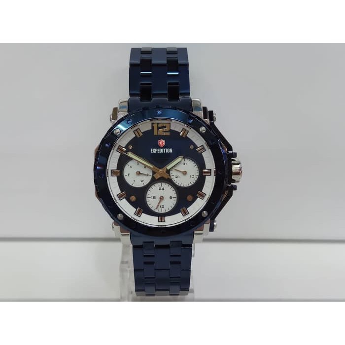 Jam Tangan Wanita Expedition E6402BF Multifunction Silver Blue Steel
