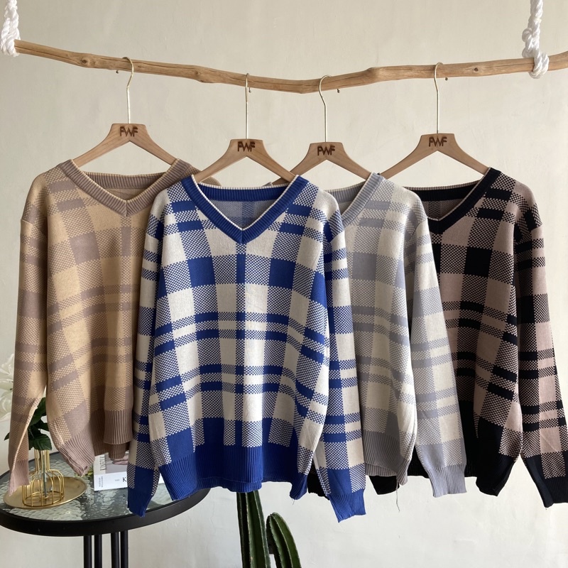 Alea Knit Sweater / Baju Atasan Sweater Rajut Wanita Import