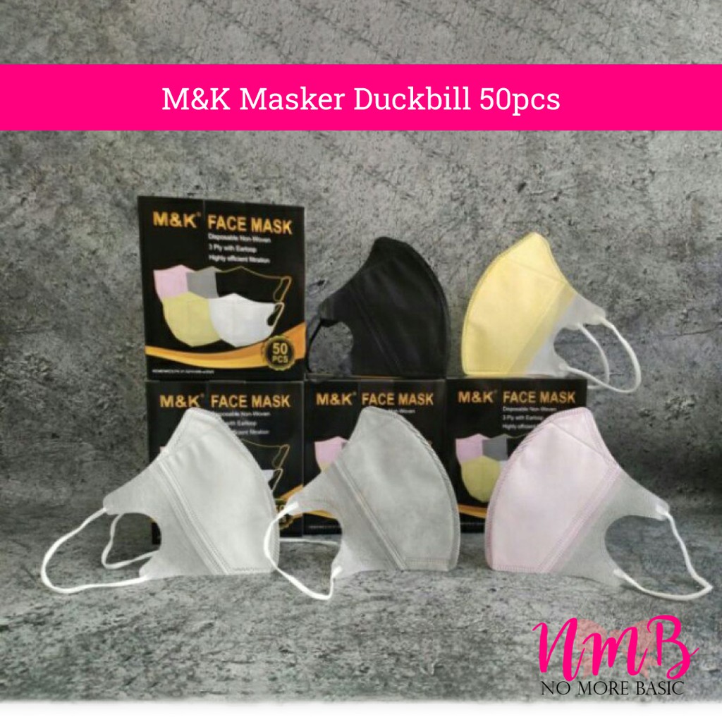 M&K Masker Duckbill 50pcs 3PLY Murah Bisa COD Masker Earloop
