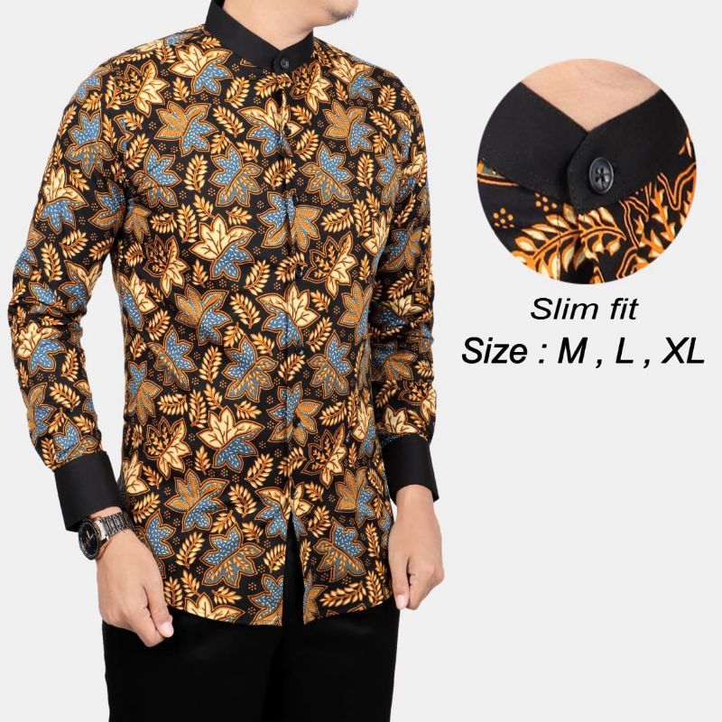 BATIK PRIA KEMEJA BATIK SLIM FIT MODERN LENGAN PANJANG CORAK MOTIF UNIK COLIN DION - CDL 158