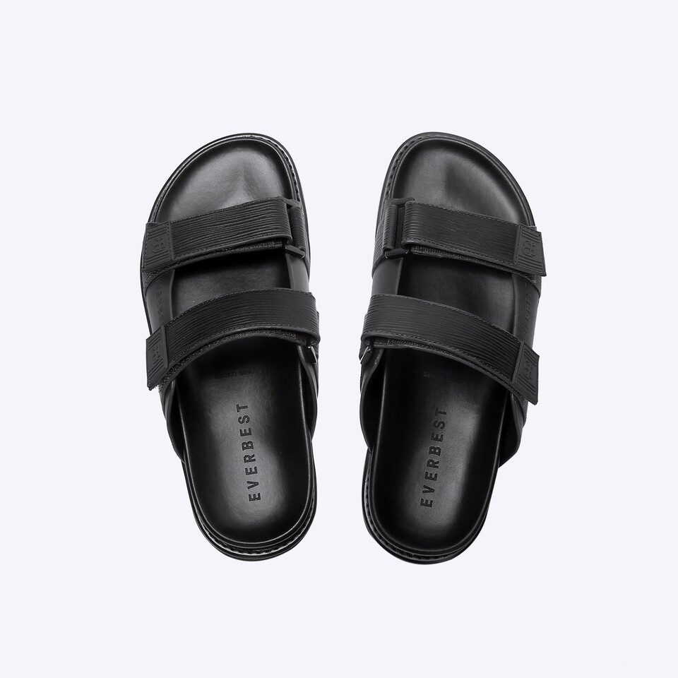 SANDAL SLIDE EVERBEST PRIA ORIGINAL CASUAL KULIT BRANDED HITAM EM39