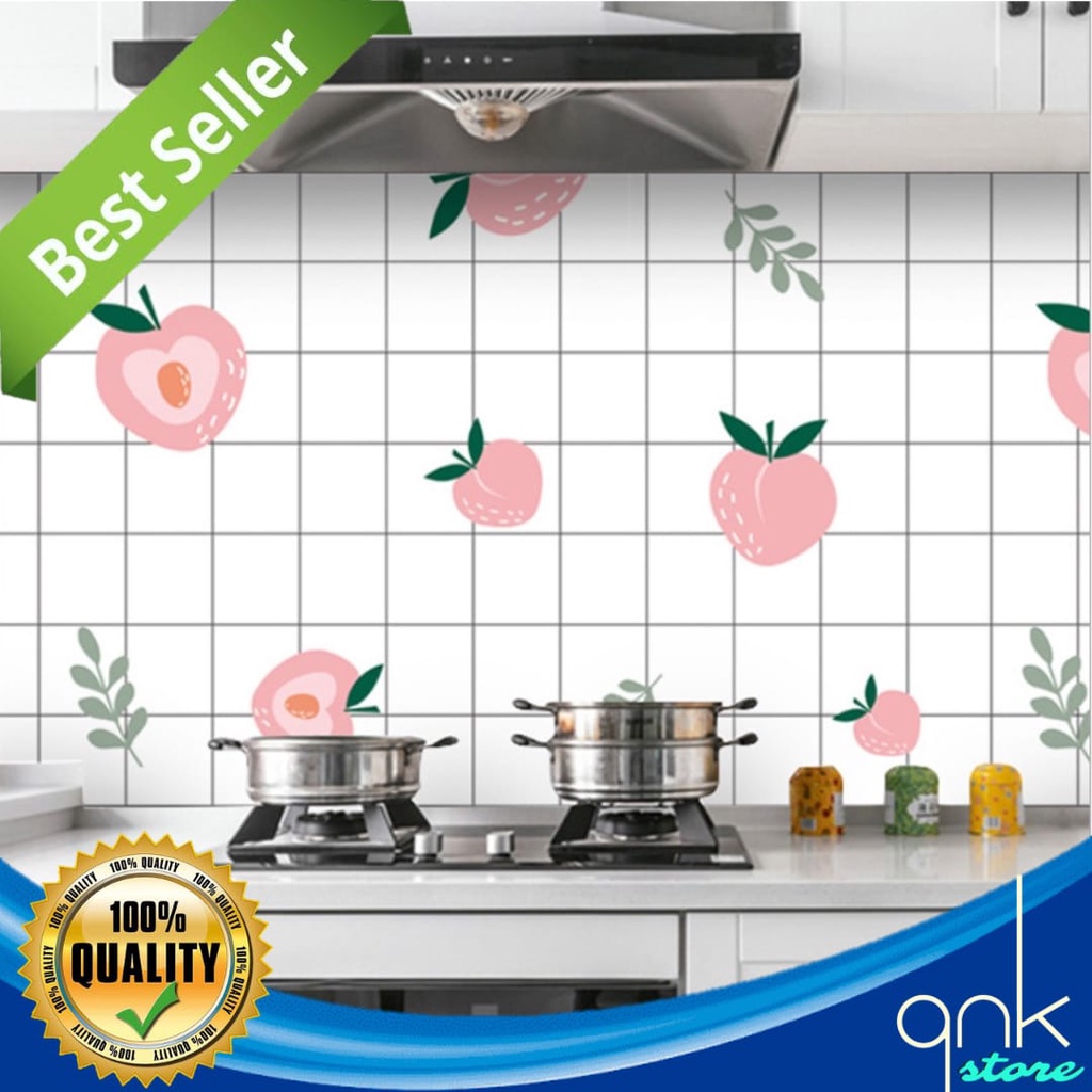 Wallpaper Premium Dinding Dapur 60cm x 5m Wallpaper Sticker Anti Air Anti Minyak Dan Tahan Panas