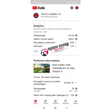 CHANNEL YOUTUBE 243 RIBU SUBSCRIBERS. MONET MONETISASI ON. SEPAKET ADSENSE PIN PO TINGGAL GANTI REKE