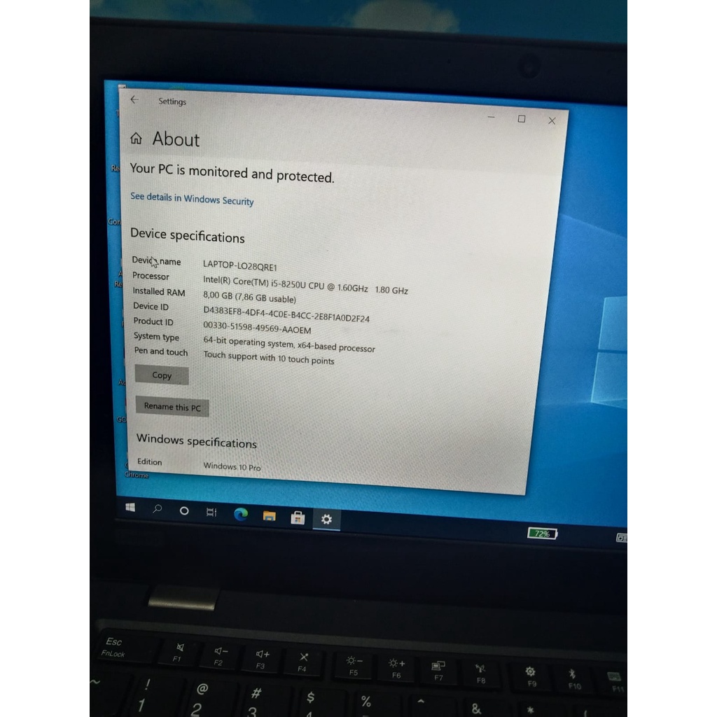 leptop LE thingpad L380, Touchscreen ram 8gb SSD 256 core i5 generasi 8 keyboard backlit