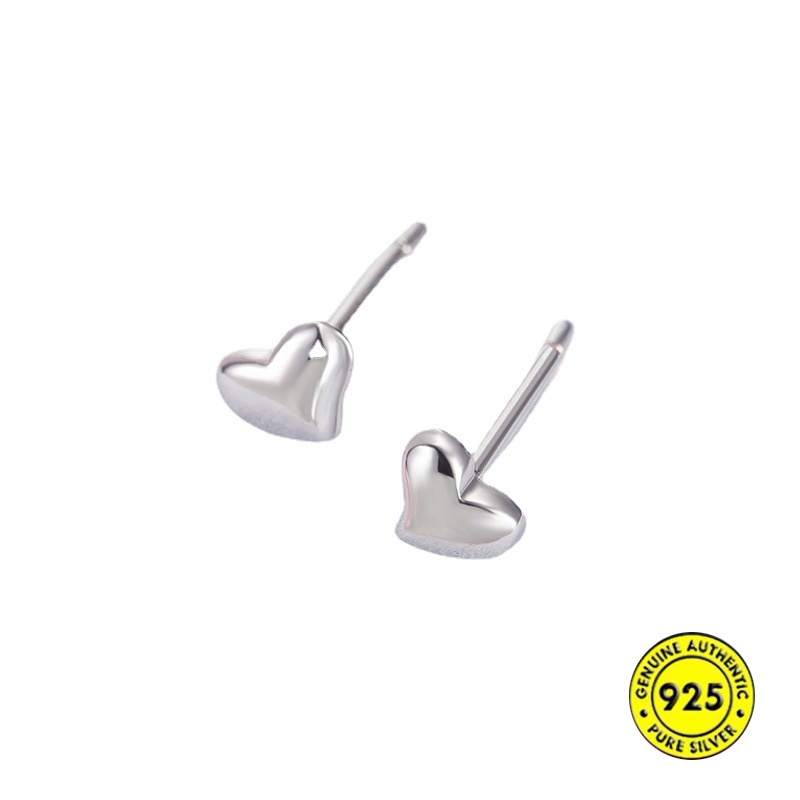 Anting Stud Mini Bahan Sterling Silver Bentuk Hati Untuk Wanita