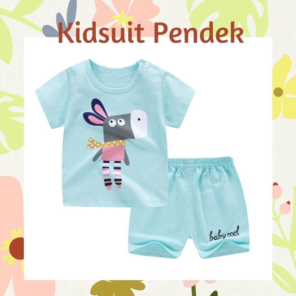 Plazababyku KIDS SUIT PENDEK Setelan Anak Bahan Kaos Lengan + Celana Berkualitas Import ebv new1