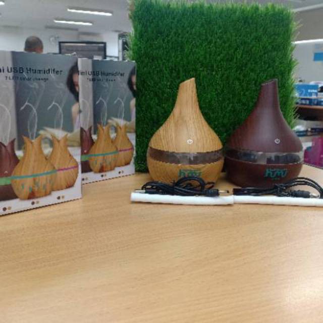 KBAYBO Ultrasonic Air Humidifier Aromatherapy Wood Grain 300mlYellow KH98 Grab Medan K-H98