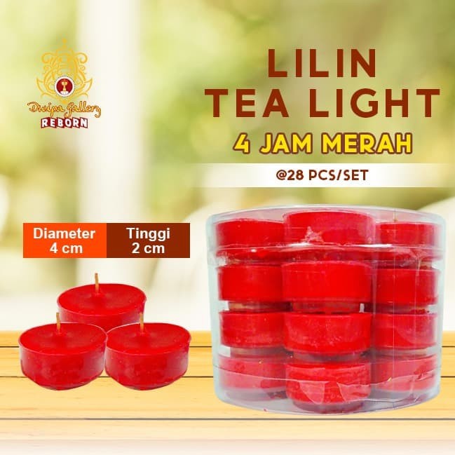 Lilin Tea Light (Tealight) Stearin 4 Jam @28 pcs/set Merah