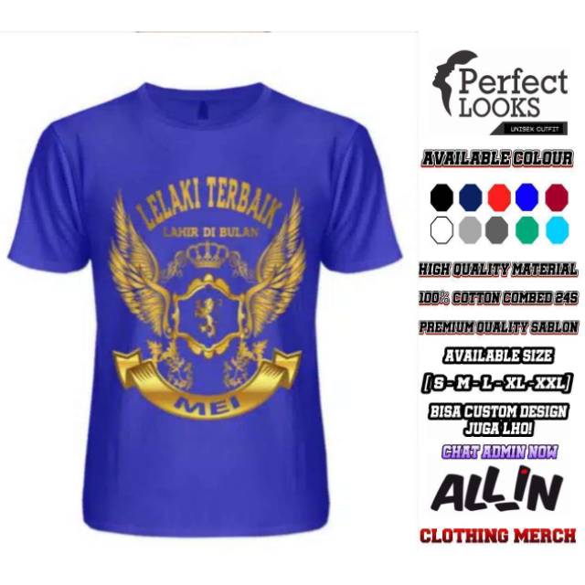 Kaos Lelaki Terbaik Mei Lelaki Terbaik Lahir Di Bulan Mei Sablon Gold Baju Biru Kualitas Distro Shopee Indonesia