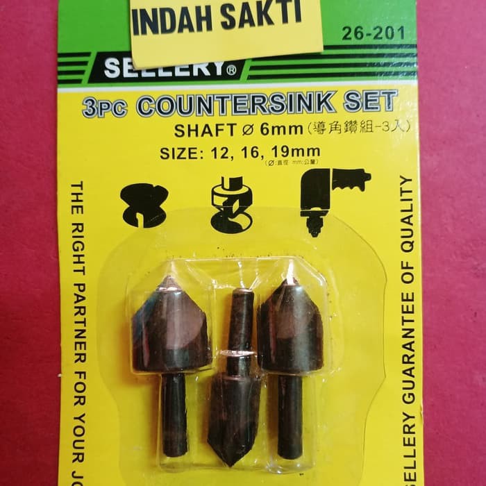 Mata Bor Pagoda Kerucut Bor Kayu Countersink set 3pcs 6mm SELLERY