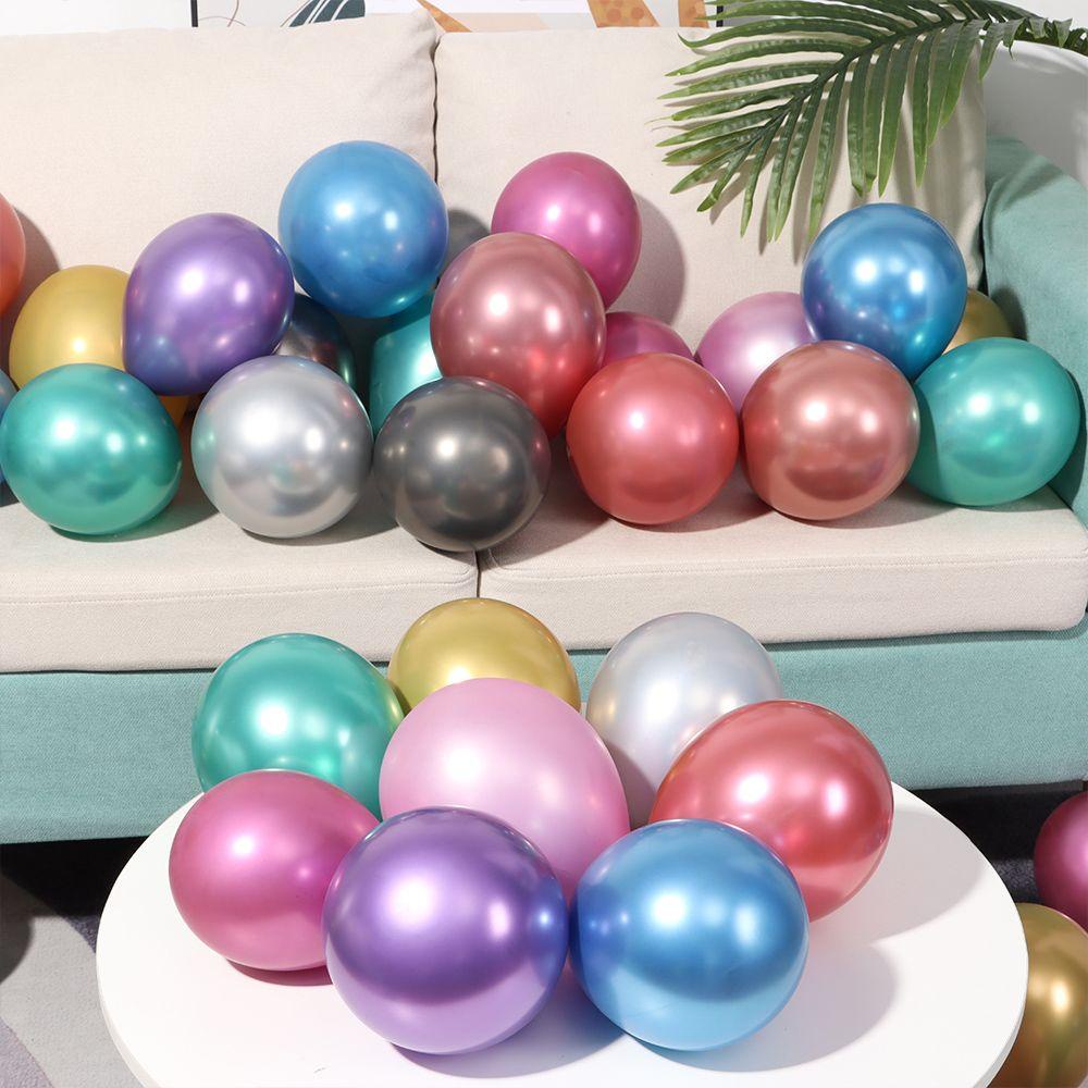 Nanas 50 Pcs 5 Inch Balon Lateks Anak-Anak Mendukung Metalik DIY Hadiah Perlengkapan Pesta Tebal Chrome