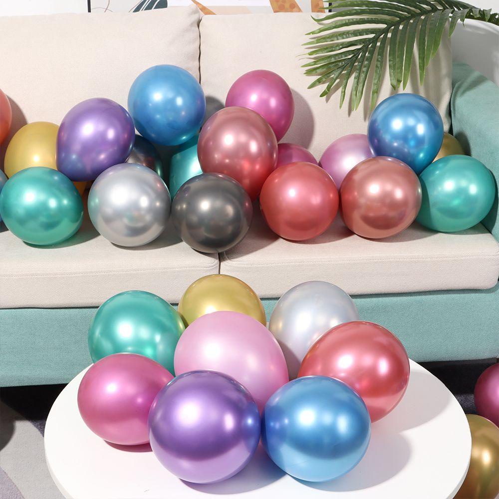 Nanas 50 Pcs 5 Inch Balon Lateks Anak-Anak Mendukung Metalik DIY Hadiah Perlengkapan Pesta Tebal Chrome