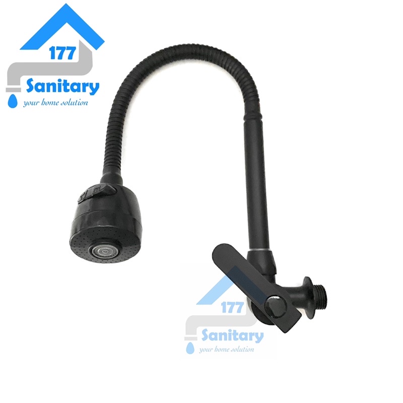 Kran air Angsa Fleksibel Minimalis HITAM BL- Keran sink 2in1 black wastafel bak cuci piring dapur kitchen faucet flexible