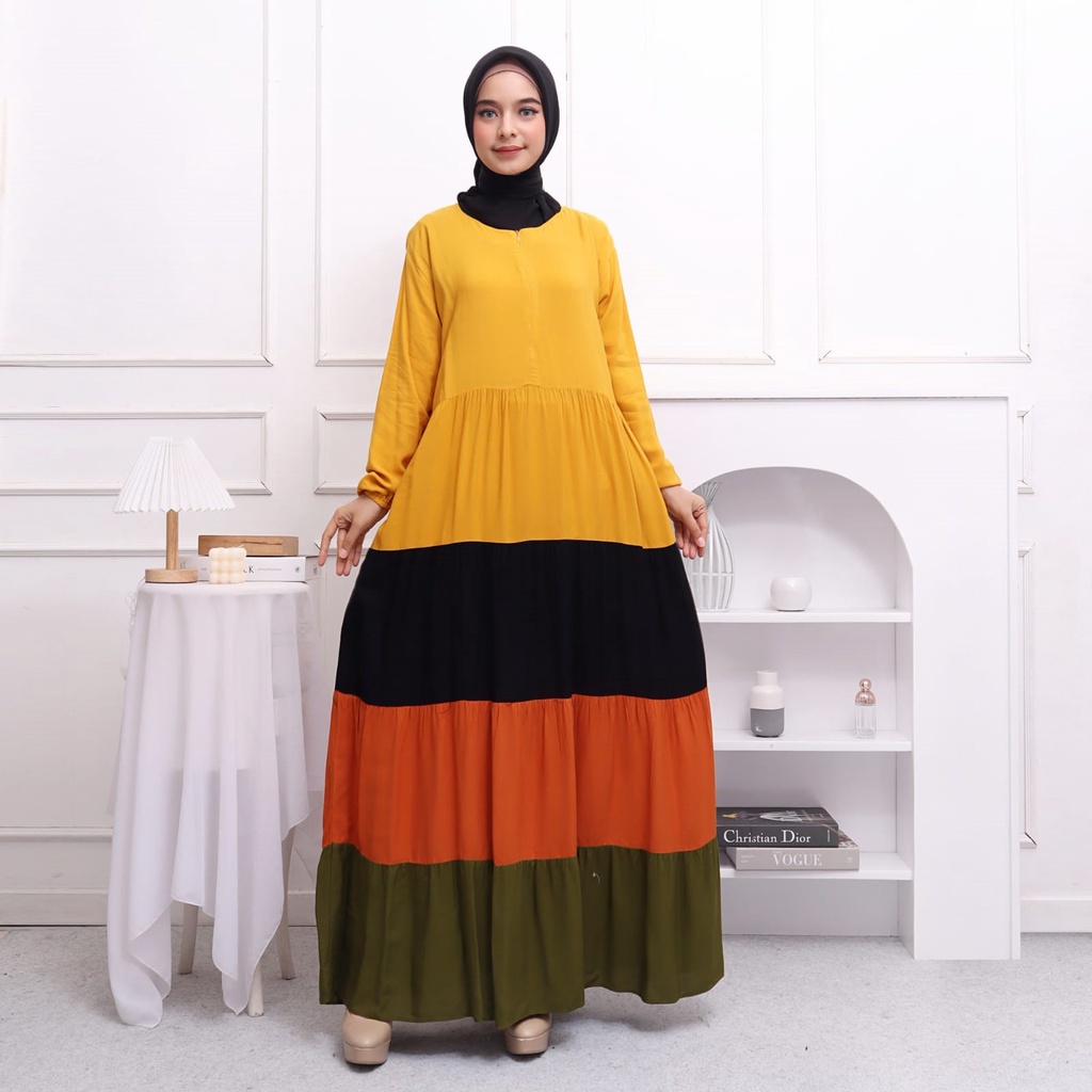 (COD/BAYAR DI TEMPAT) Raimbow Gamis adem Dress Wanita Fashion Muslim