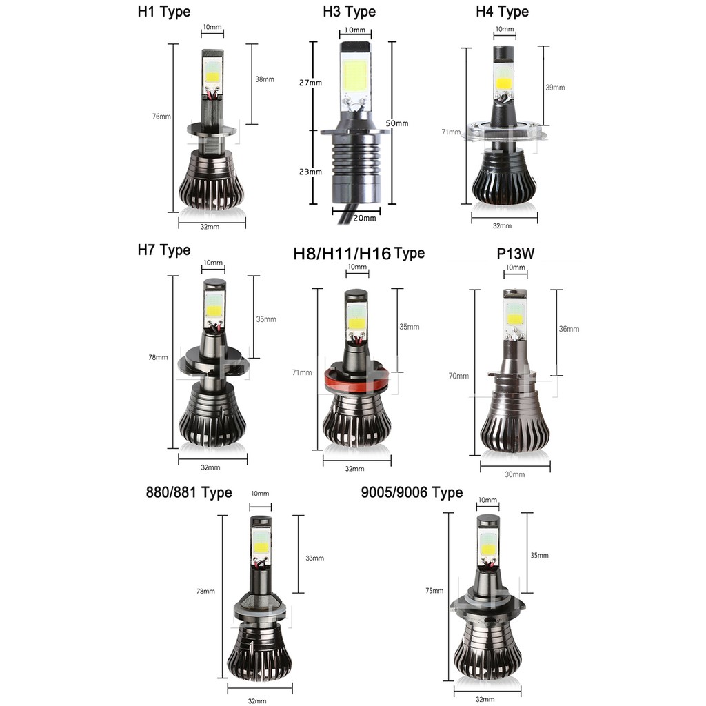 2Pcs Car LED 80W Flash Fog lamp Dual Colors H1 H3 H4 H7 880 881 9005/HB3 9006/HB4 H16 H27