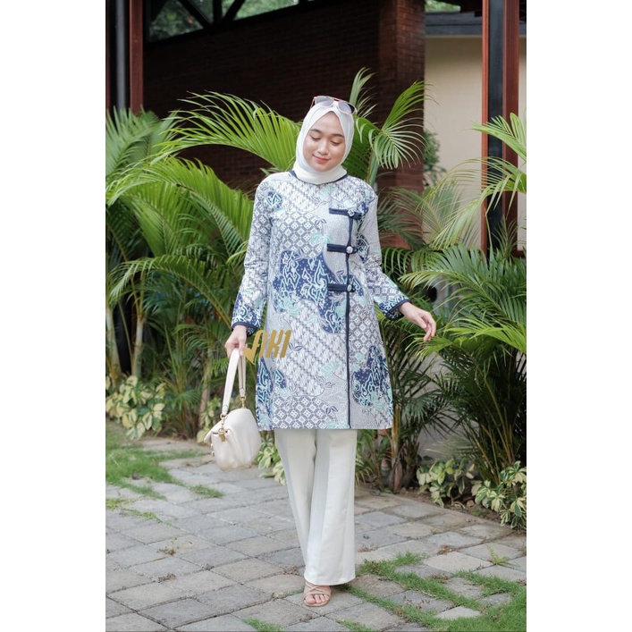 Tunik Batik (MC batik) - Atasan Batik Wanita Tunik Batik Wanita Bahan katun Mix Moscrepe Model Chinese Kancing 3