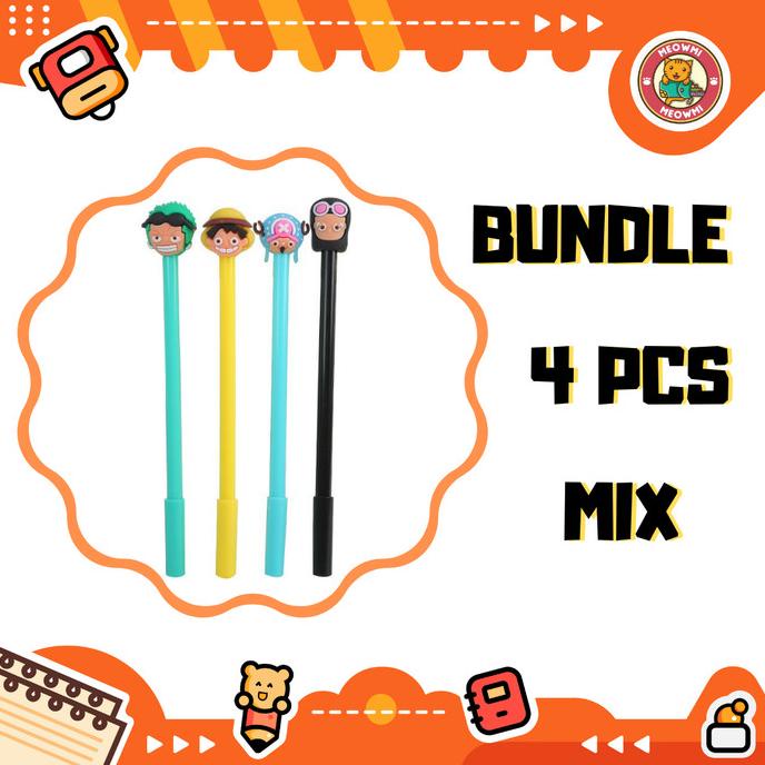 

^%^%^%^%] Pulpen Motif One Piece Kartun Luffy Bundle 4 Pcs Mix Warna PN0353