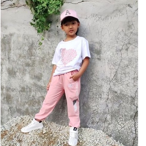 STELAN HAPPY JOGER PINK STELAN KAOS ANAK PEREMPUAN
