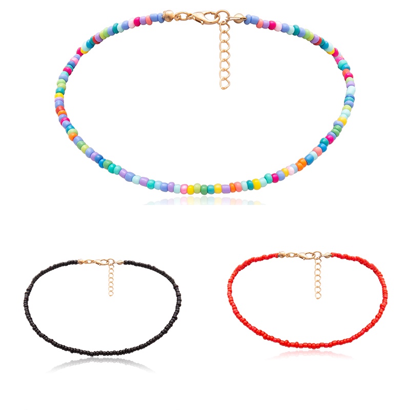 Kalung Choker Manik-Manik Warna-Warni Gaya Bohemia