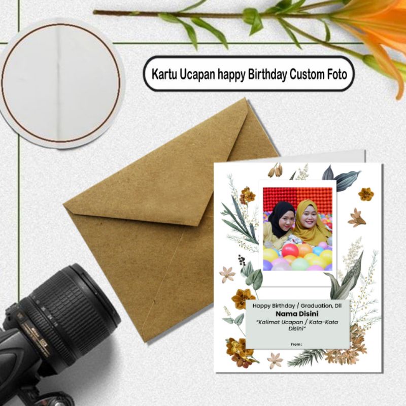 kartu ucapan happy birthday custom foto