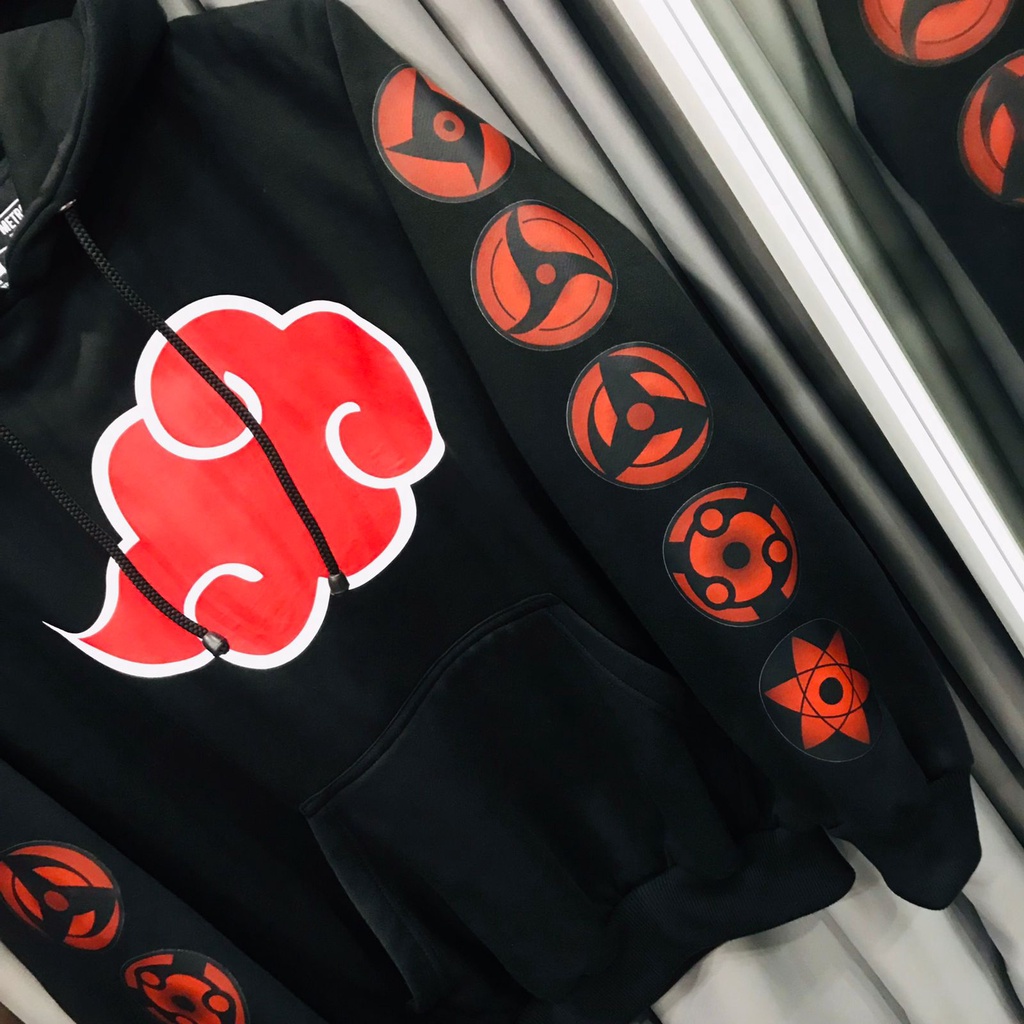 Hoodie Akatsuki Black Logo Anime Manga Naruto Premium Unisex