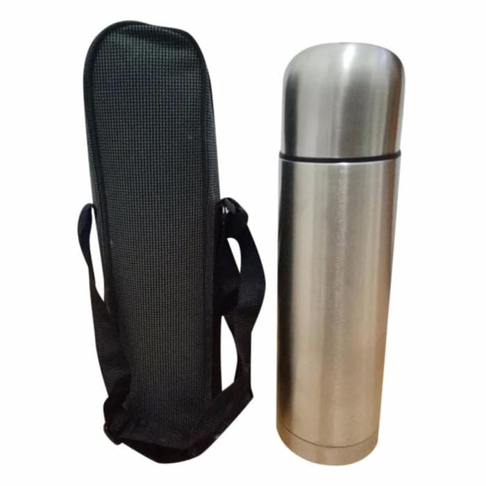 Thermos vacuum flask 500ml stainless steel + tas - silver