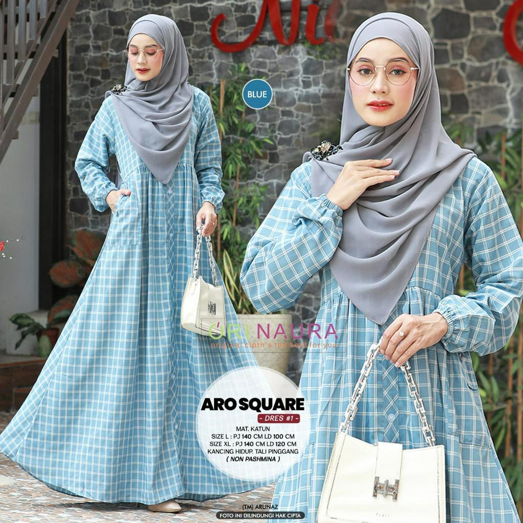 Aro Square Dress Gamis Muslim Mat Katun Original Produk By Orinaura