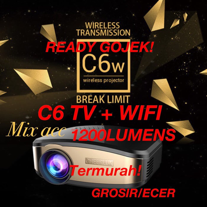 

Termurah Cheerlux C6 Wireless Proyektor Projector WIFI 1200 ANSI Lumens TERBARU Terlaris