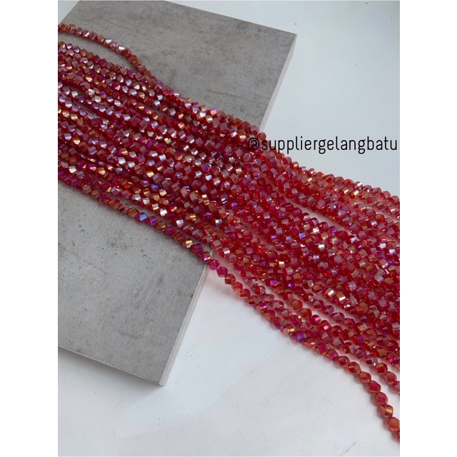 ceko faceted hexagon 8mm RED quartz metallic MERAH kuarsa metalik acc