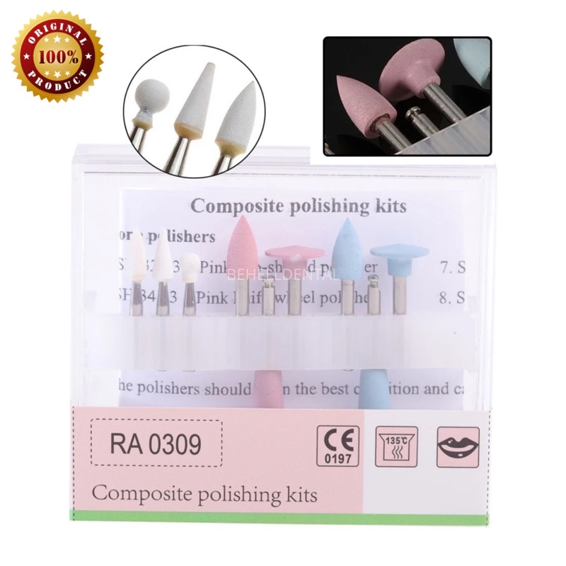 Bur Composite Polishing Kit isi 9 For Low Speed RA 0309 Poles Komposit Veneer Gigi Bor Burs / Disc Disk Set Lengkap Dental Ortho Behel