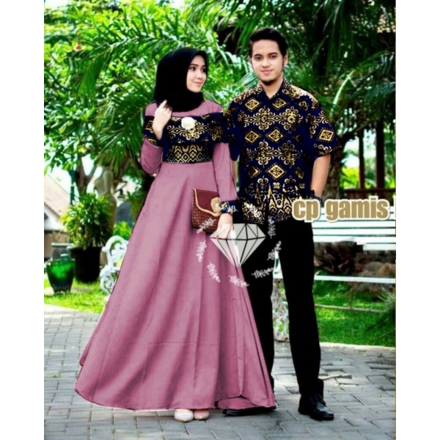 Gamis couple batik YASMIN / Sarimbit Idul Fitri Keluarga /Gamis Couple lebaran 2022 / gamis couple