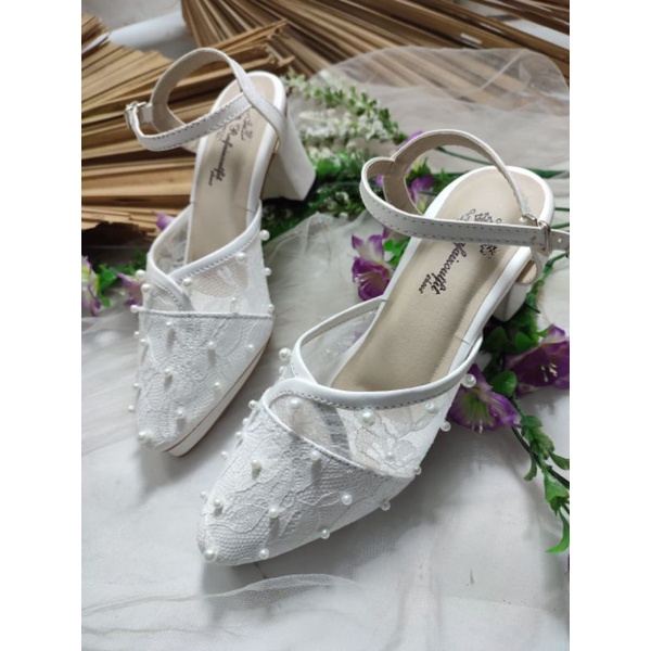 sepatu wedding cindypurri tali putih 7cm tahu