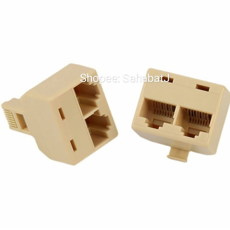 Soket Cabang Telepon 2 Way RJ11 Socket T Sambungan Paralel 2 lubang RJ11 Splitter