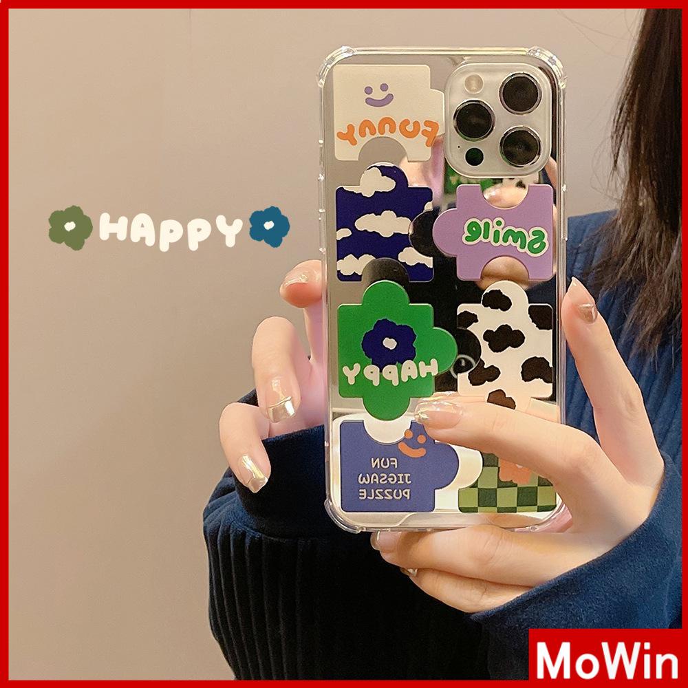 iPhone Case Acrylic HD Mirror Laser Airbag Shockproof Protection Camera Cute Puzzle Compatible For iPhone 11 iPhone 13 Pro Max iPhone 12 Pro Max iPhone 7 Plus iPhone xr xs max