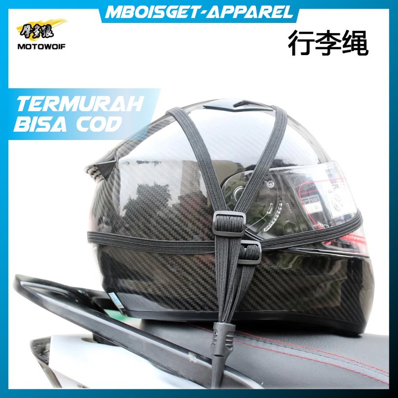 (MAINANKYU) Tali Pengikat Helm Motor 2 Hook 65CM - WP01 - Black