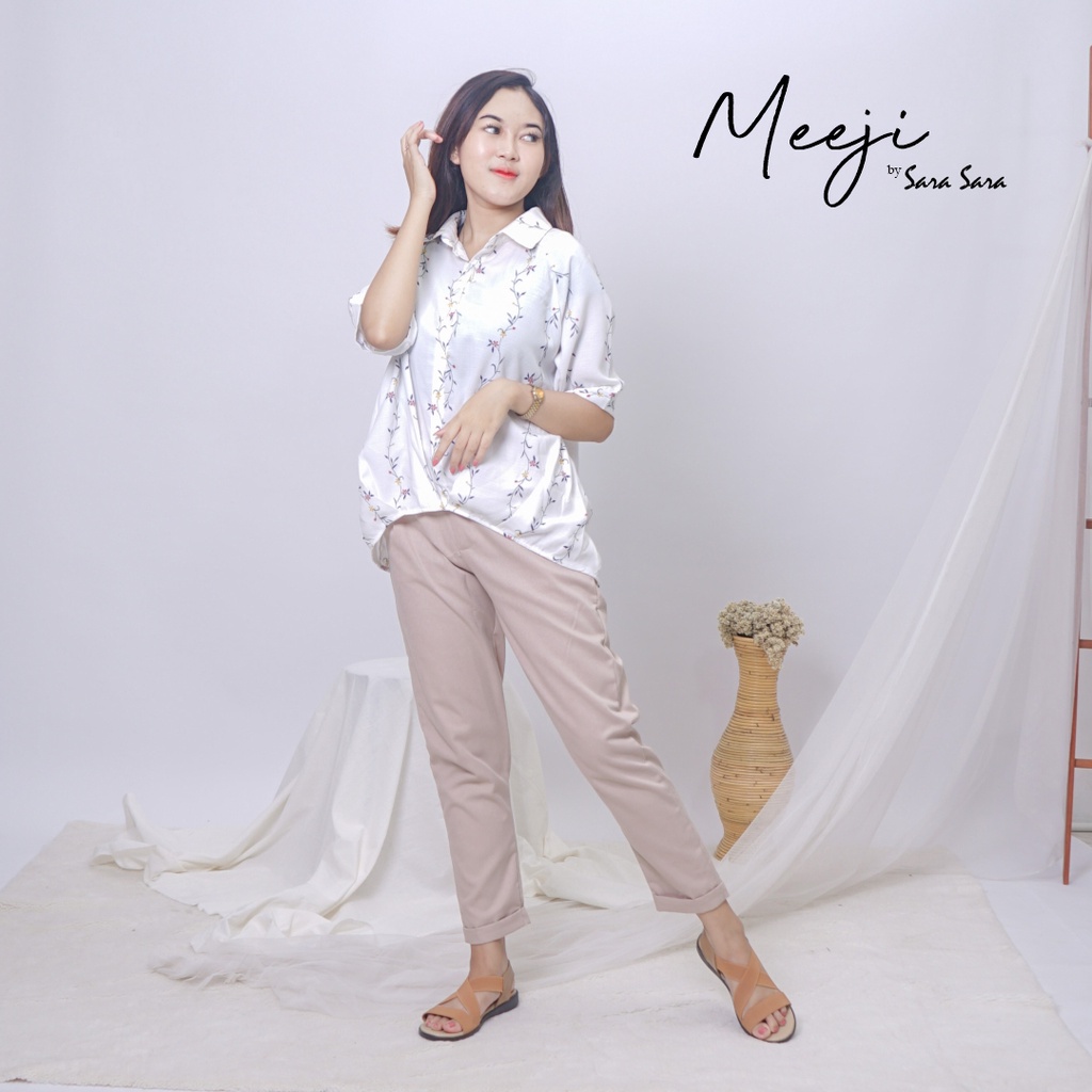 Sara Sara Meeji Sendal Flat Tali Silang Wanita Casual Backstrap Murah Terbaru Size 36-40