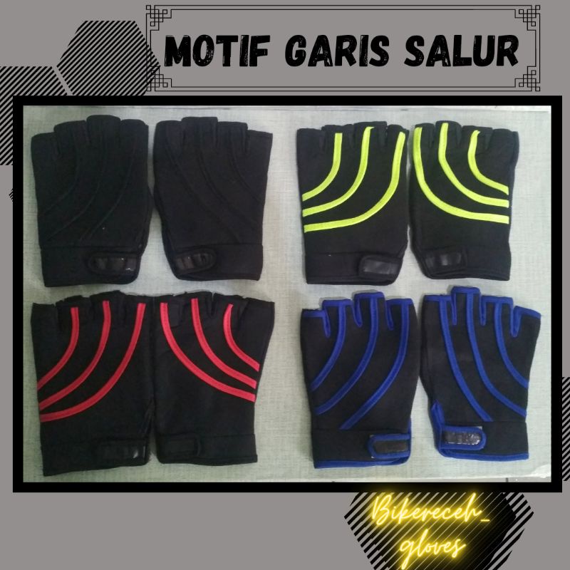 Sarung tangan motor Motif Garis Salur - Hitam