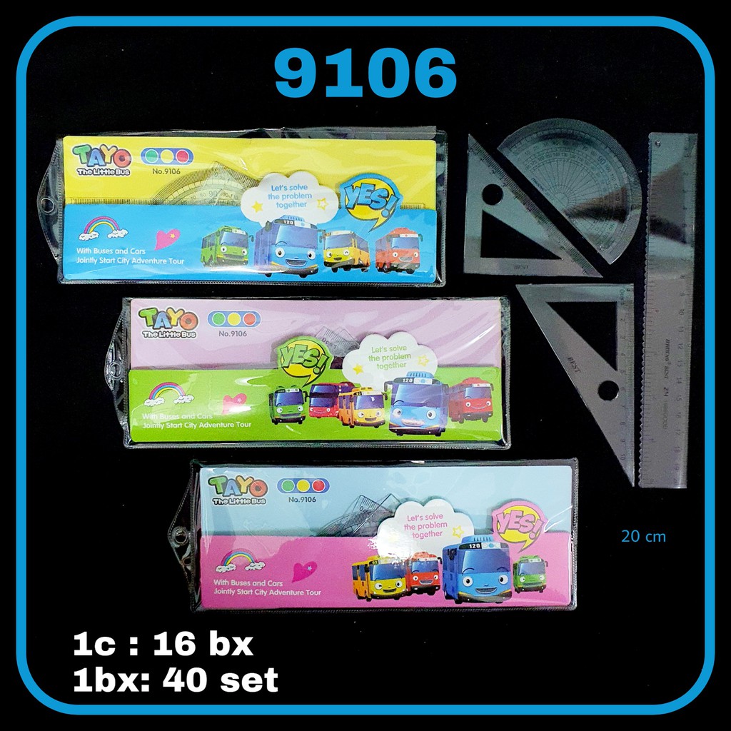 

ILP Penggaris Set 20cm ZH-9106 TAYO / Penggaris / Penggaris Segitiga