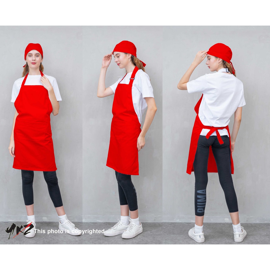 Jual APRON POLOS MERAH APRON STANDART FOR BARISTA /RESTO/CAFE/WAITERS