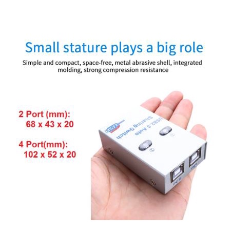 Usb A 2.0 auto sharing switch NB 480Mbps 2 port metal for printer 2UA - Usb2.0 switch otomatis automatic