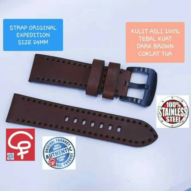 STRAP KULIT TALI JAM TANGAN EXPEDITION ORIGINAL LEATHER KULIT ASLI 22 MM 24 MM 26 MM