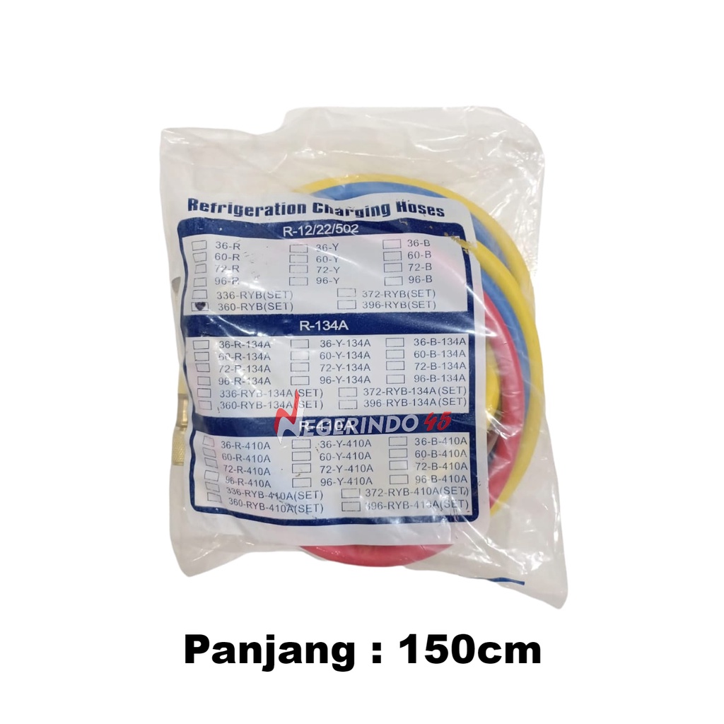 Selang isi Freon Selang Manifold R22 180cm 150cm / refrigeration charging hose 3pcs/set